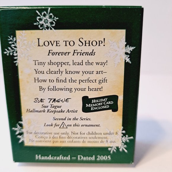 Hallmark Miniature Christmas ornament Forever Friends teddy bear Love to Shop - Picture 5 of 6